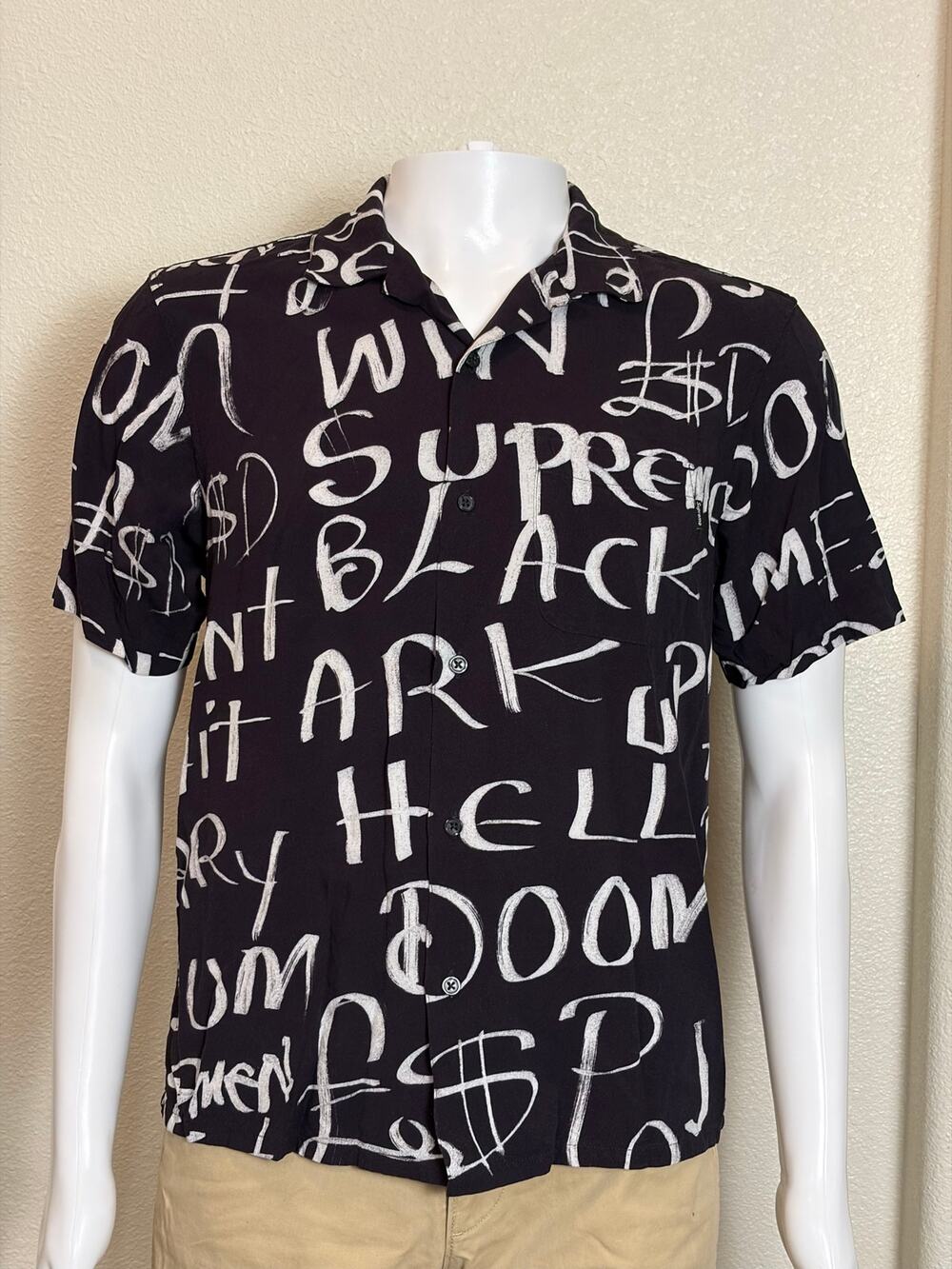 Supreme FW20 Black Arc Rayon Short Sleeve Casual Shirt Medium